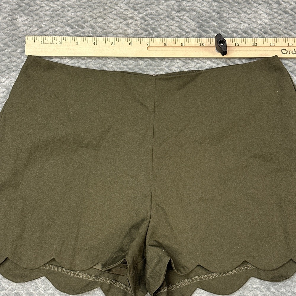 Love Tree Shorts Womens Large Army Green Flat Front Scallop Hem Dress Shorty - Picture 5 of 9